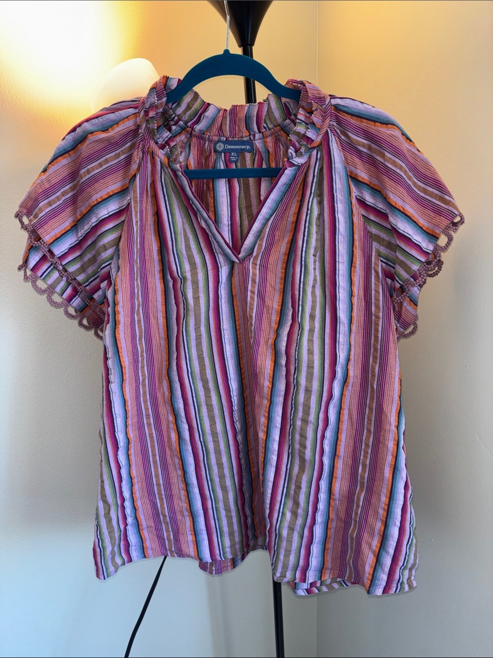 Democracy Striped T-shirt Size XL